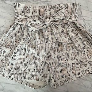 Paper Bag Snake Print High Waist Shorts